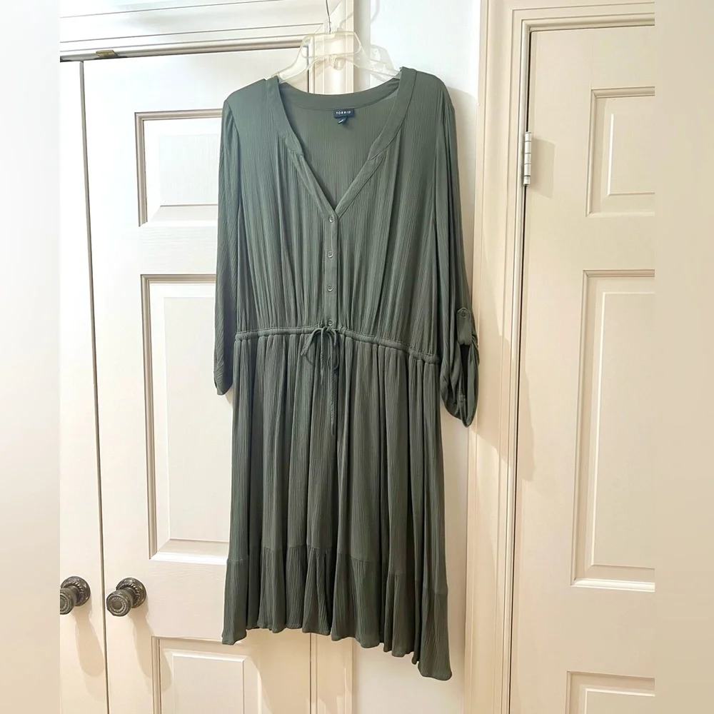 Torrid Sage Green Long Sleeve Dress - Picture 1 of 10